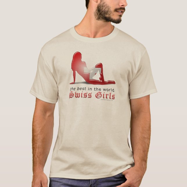 Schweizer Mädchen-Silhouette-Flagge T-Shirt (Vorderseite)