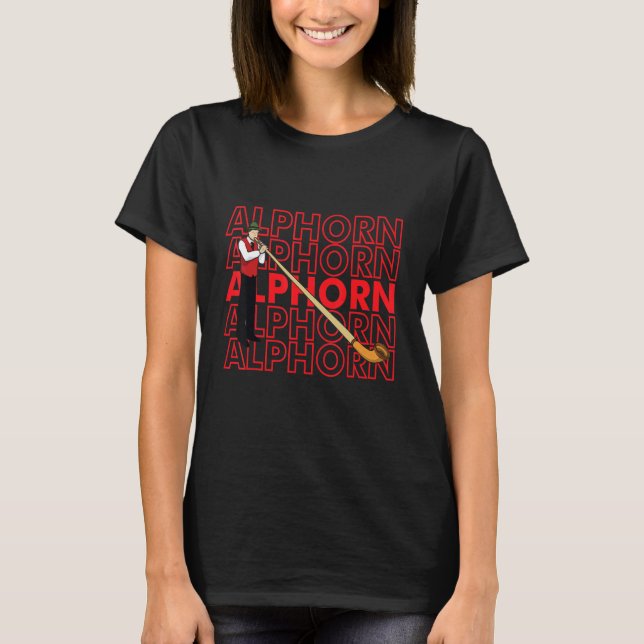Schweizer Musiker Alphormusikinstrument Alps Schwe T-Shirt (Vorderseite)
