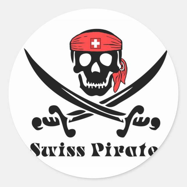 Schweizer Pirate Runder Aufkleber (Vorderseite)