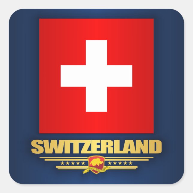 "Schweizer Stolz" Quadratischer Aufkleber (Vorderseite)