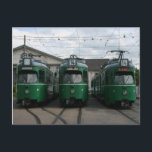 Schweizer Straßenbahnen im BVB M-Parc Depot, Basel Postkarte<br><div class="desc">Schweizer Straßenbahnen am BVB M-Parc Depot,  Basel,  Schweiz</div>