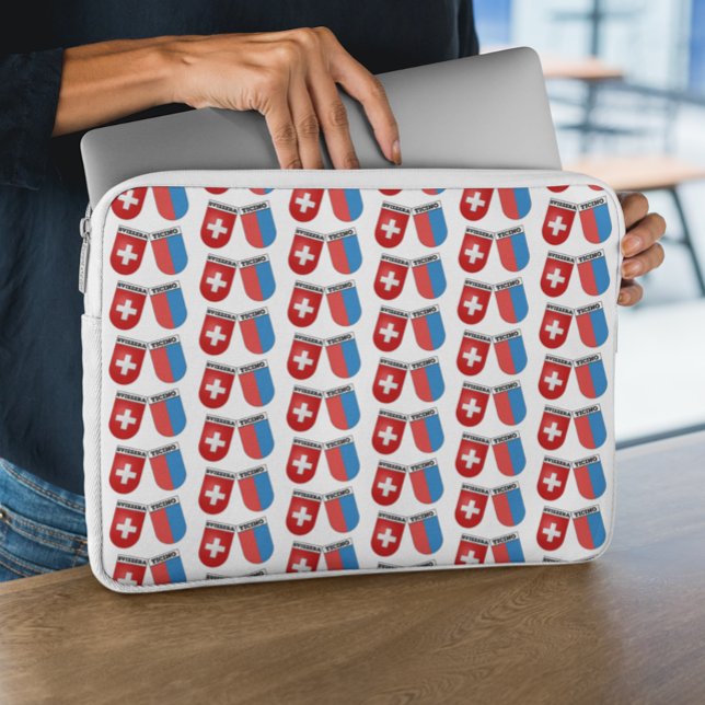 Schweizer und Kanton Tessin Flaggen Laptopschutzhülle (Von Creator hochgeladen)