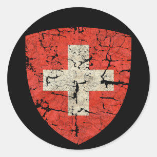 Schweizer Wappen, beunruhigt Runder Aufkleber
