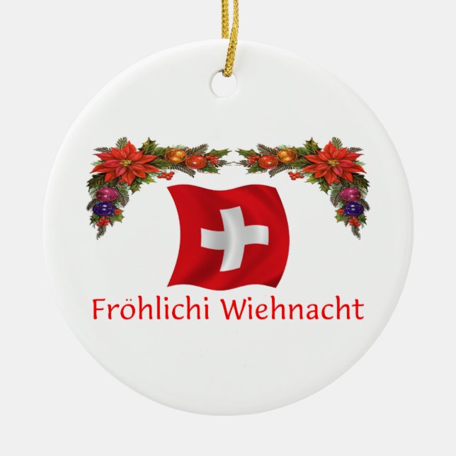 Schweizer Weihnachten Keramik Ornament (Vorne)