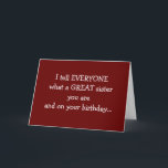 ** SCHWEIZERES BIRTHTAG** DANKEN, DASS SIE MICH LI KARTE<br><div class="desc">WAS FÜR DEN "SISTER" IN IHREM LEBEN EINE "NIEDLICHE KARTE",  MIT DER SIE SICH IN DEN JAHREN SO VIEL GETEILT HABEN. SIE WIRD "LIEBE IT!" "FALLS" SIE HAT EIN GROSSES SINN VON "SPASS"~~ DANKE FÜR DIE STOPPER VON EINEM VON MEINEN ACHT SPEICHERN~</div>