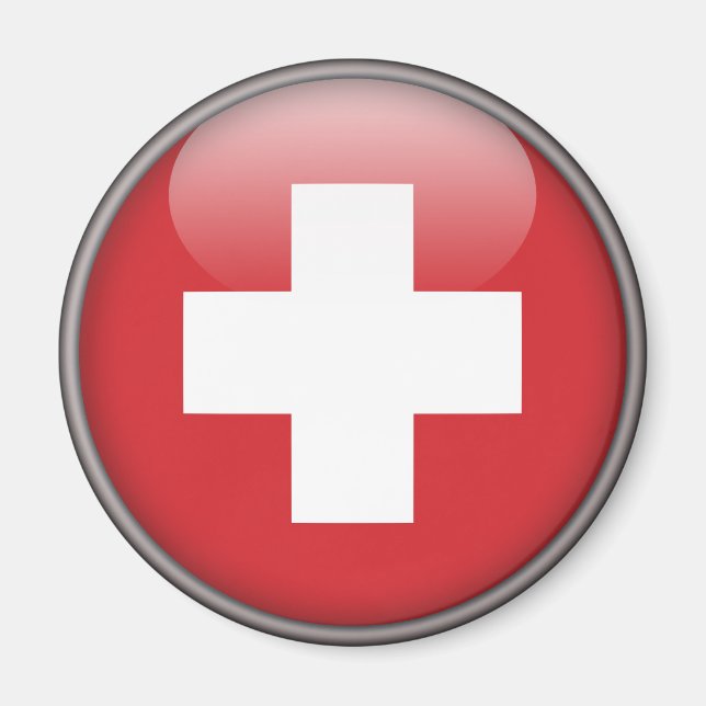 Schweizerische Flagge - Flagge der Schweiz Magnet (Vorne)