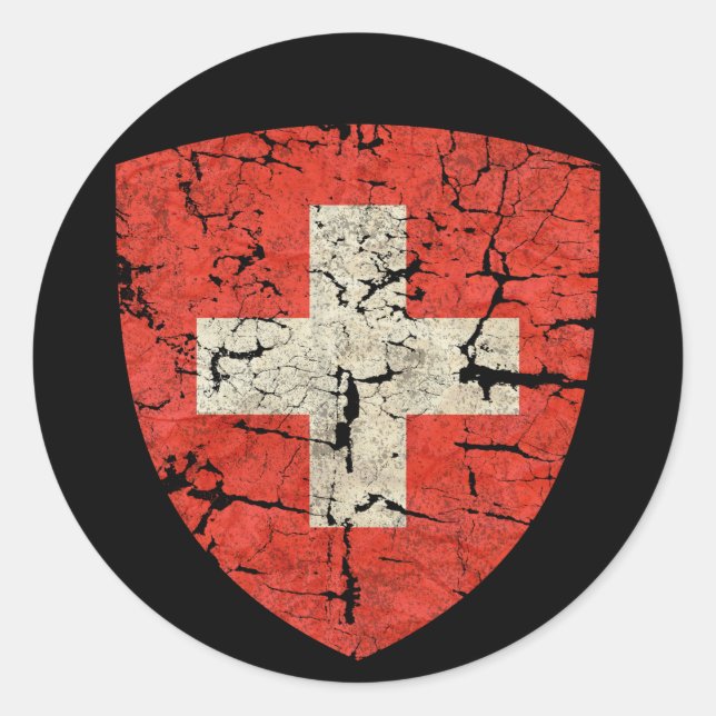 Schweizerische Wappen, beschädigt Runder Aufkleber (Vorderseite)