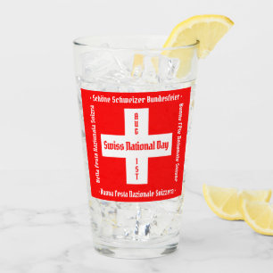 Schweizerischer Nationalfeiertag in vier Sprachen Glas
