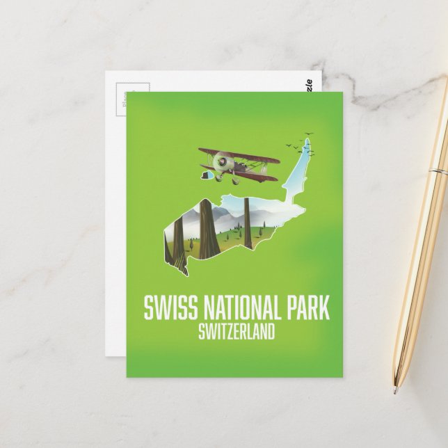 Schweizerischer Nationalpark, Schweiz Karte (Vorderseite/Rückseite Beispiel)