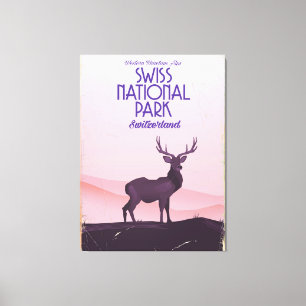 Schweizerischer Nationalpark Vintage-Reiseposter Leinwanddruck