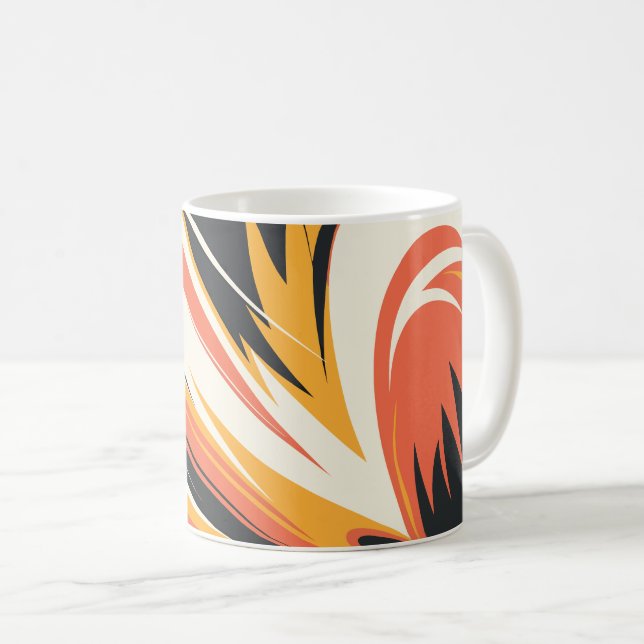 Schwelende Abstrakte Explosion in warmen Tönen Kaffeetasse (VorderseiteRechts)