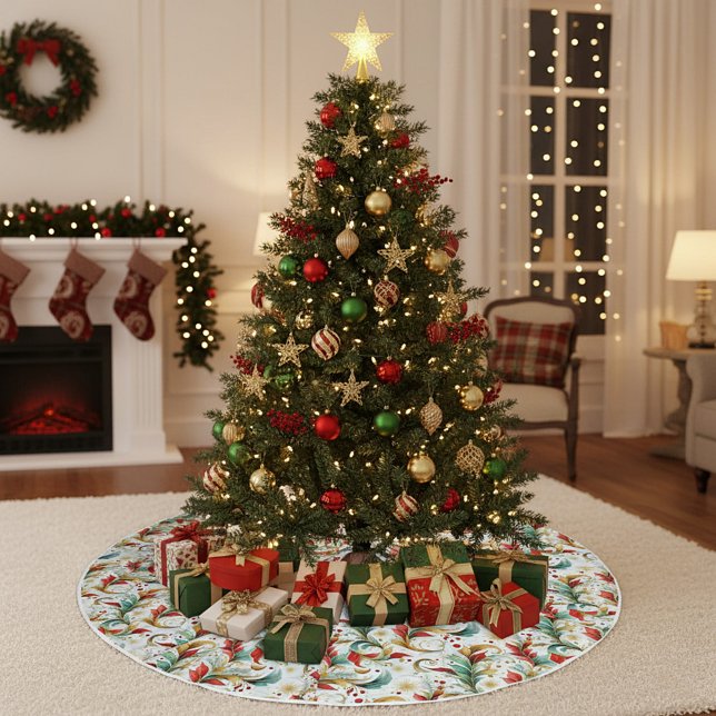 Schwelende Weihnachten Polyester Weihnachtsbaumdecke (Von Creator hochgeladen)