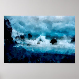 Schwelende Wellen eines rauschenden Ozeans   Lands Poster