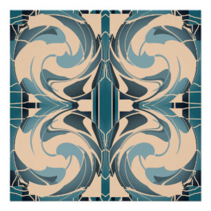 Schwenken Beige mit Meeresgrau Aquamarin Symmetris Poster