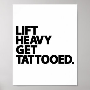 Schwer heben, tätowiert werden, lustiges Workout f Poster