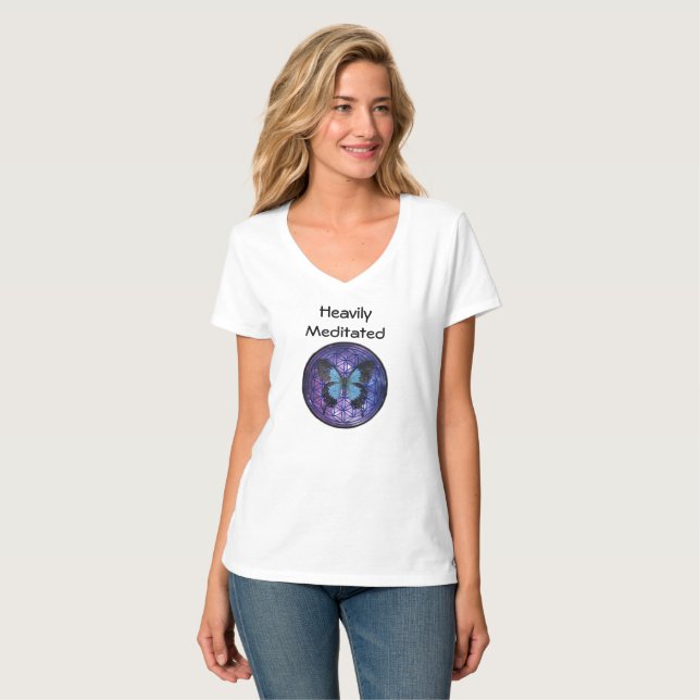 Schwer meditierte w-Blume des T-Shirt (Vorderseite Vollansicht)