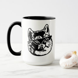 Schwere Atmungs-Katze mit Meme Sonnenbrille Tasse