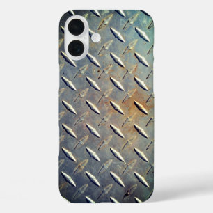 Schwere Diamantplatten-Stahlgrafik iPhone 16 Plus Hülle