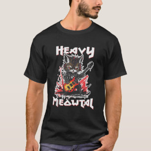 Schwere Metal Katze spielt Gitarre Rock Katze Musi T-Shirt