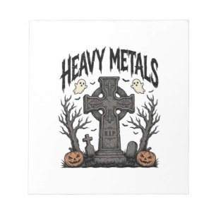 Schwere Metalle Halloween-Friedhofs-Vektordesign_1 Notizblock