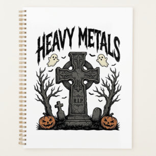 Schwere Metalle Halloween-Friedhofs-Vektordesign_1 Planer