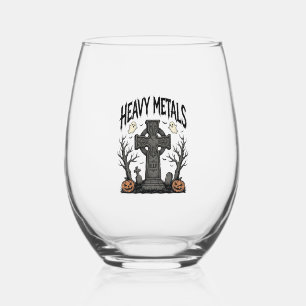Schwere Metalle Halloween-Friedhofs-Vektordesign_1 Weinglas Ohne Stiel