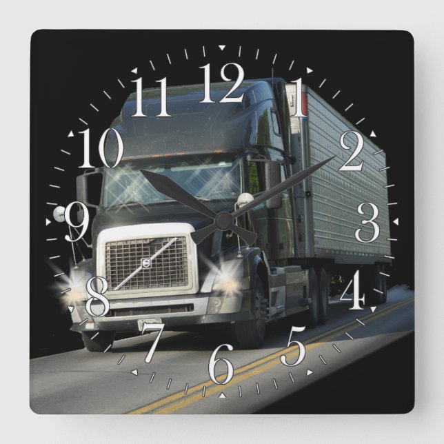 Schwere Transport Black Cargo Truck Art Wall Uhr (Vorderseite)