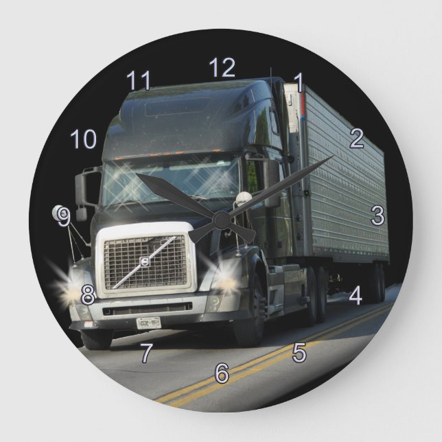 Schwere Transport Black Cargo Truck Art Wall Uhr (Vorderseite)