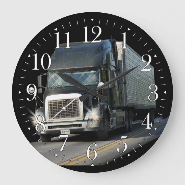Schwere Transport Black Cargo Truck Art Wall Uhr (Vorderseite)