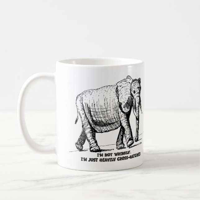 Schwerer Kreuzschraffur-Elefant Kaffeetasse (Links)