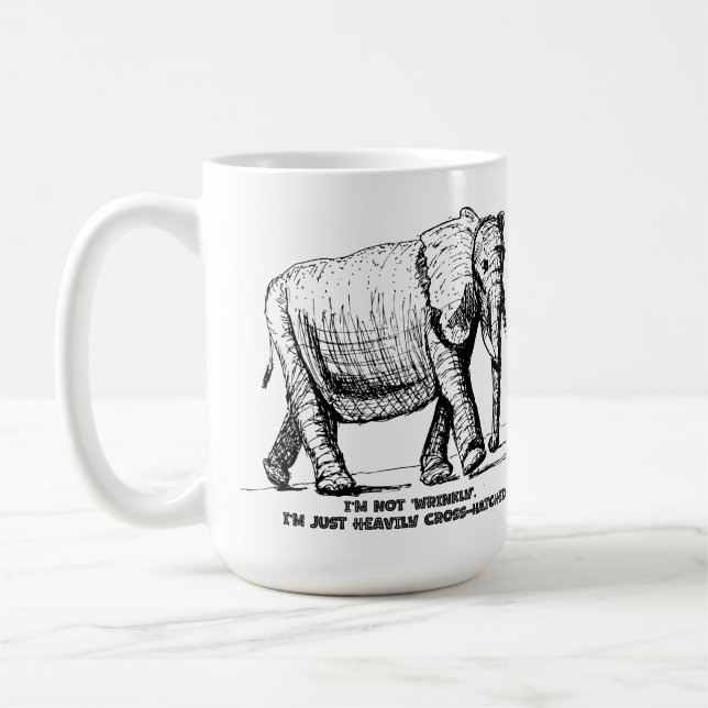 Schwerer Kreuzschraffur-Elefant Kaffeetasse (Links)