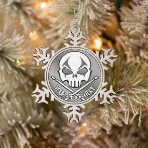 Schwerer Metall-Schmuck Rock & Roll Schlagzeuger M Schneeflocken Zinn-Ornament