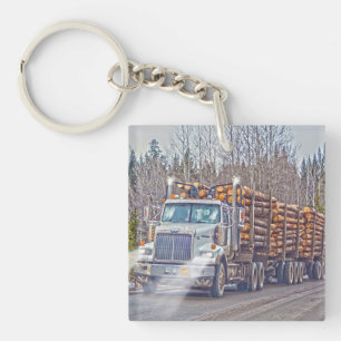 Schwerer Transport-aufzeichnenlkw und Landstraße Schlüsselanhänger