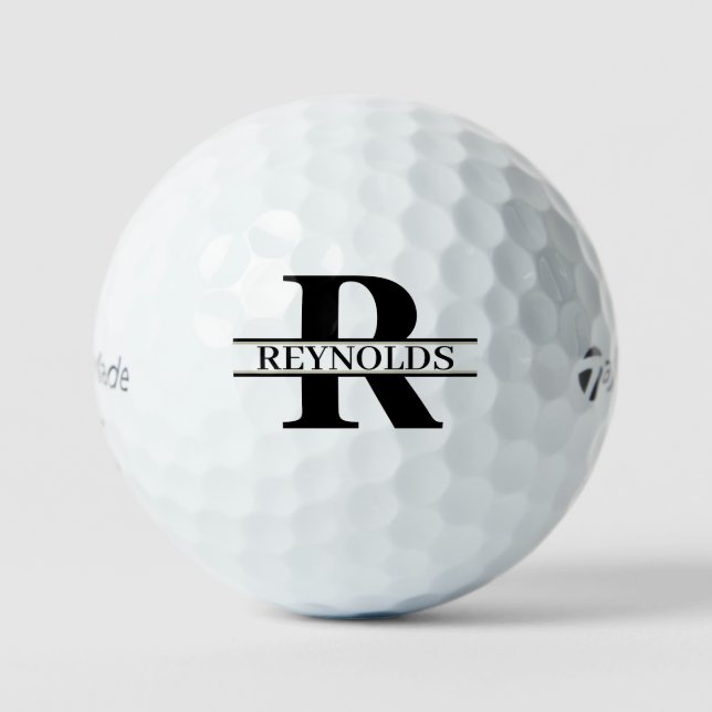 Schweres feines Monogramm und Name Schwarz/Gold-ID Golfball (Vorderseite)