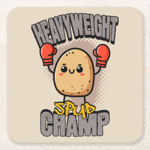 Schwergewicht-Spud-Champ-Boxen-Kartoffel Rechteckiger Pappuntersetzer