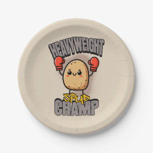 Schwergewichts-Kartoffel-Champ-Boxen-Kartoffel Pappteller