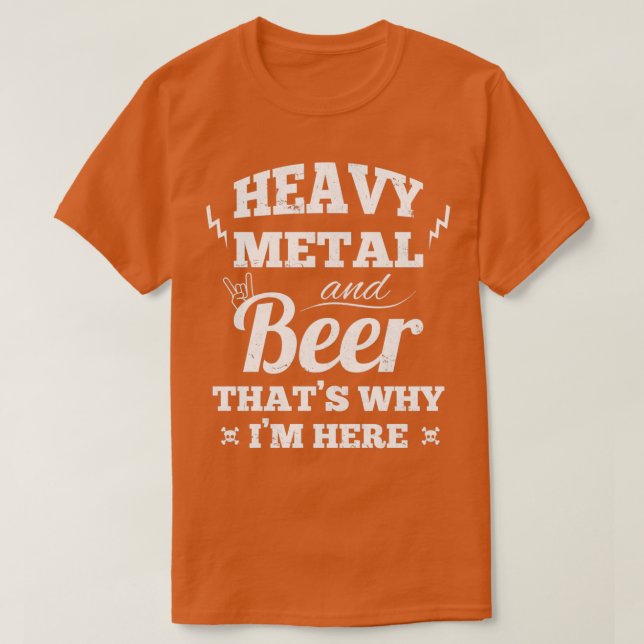 Schwermetallmusik und Bier T-Shirt (Design vorne)