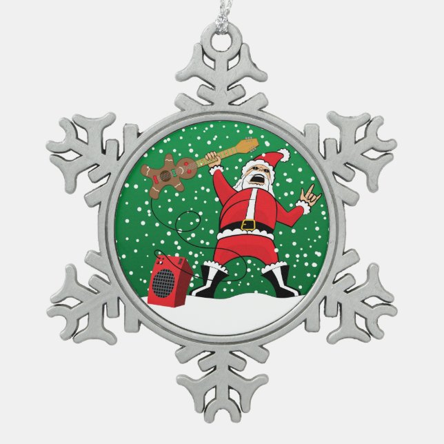 Schwermetallsankt Schneeflocken Zinn-Ornament (Vorderseite)