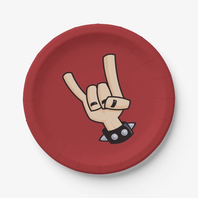 Schwermetallteufel-Hörner Pappteller (Vorderseite)