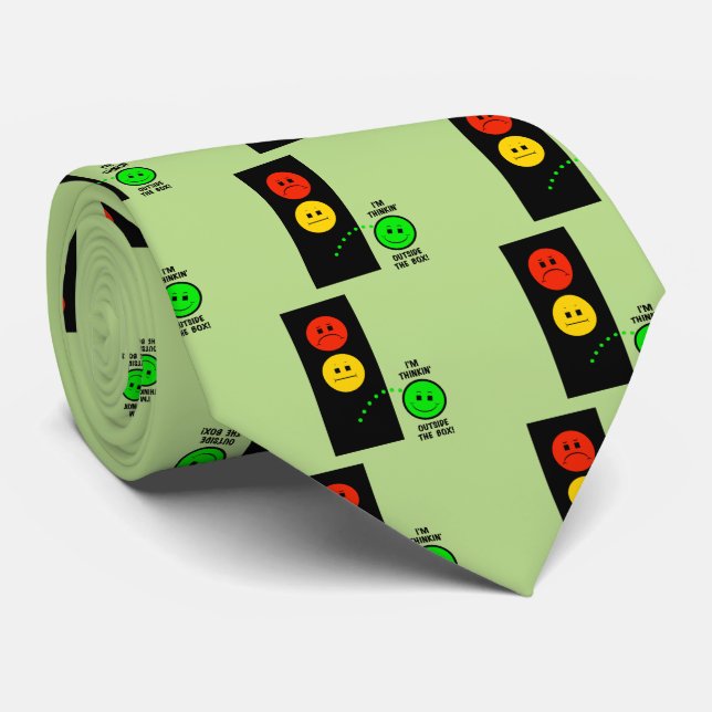 Schwermütiger Stoplight, der außerhalb des Kastens Krawatte (Gerollt)