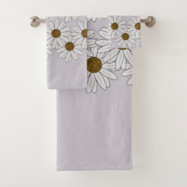 Schwerpunkt White Daisies auf blassrosa Hintergrun Badhandtuch Set