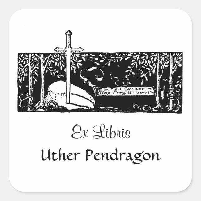 Schwert im Stein Quadratischer Aufkleber (Vorderseite)