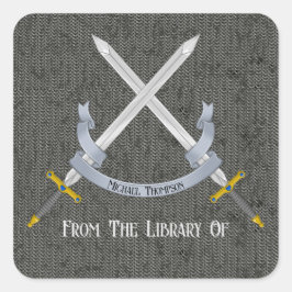 Schwert und Chainmail aus der Bibliothek Quadratischer Aufkleber