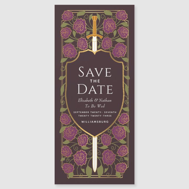 Schwert- und Schildmittelalterliche Fantasie Save  Magneteinladung (Vorderseite)