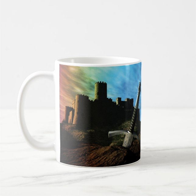Schwert und Schloss mit Monogramm Kaffeetasse (Links)