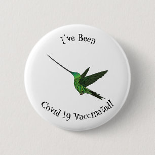 Schwertbillige Darstellung des Kolibris-Cartoon Button