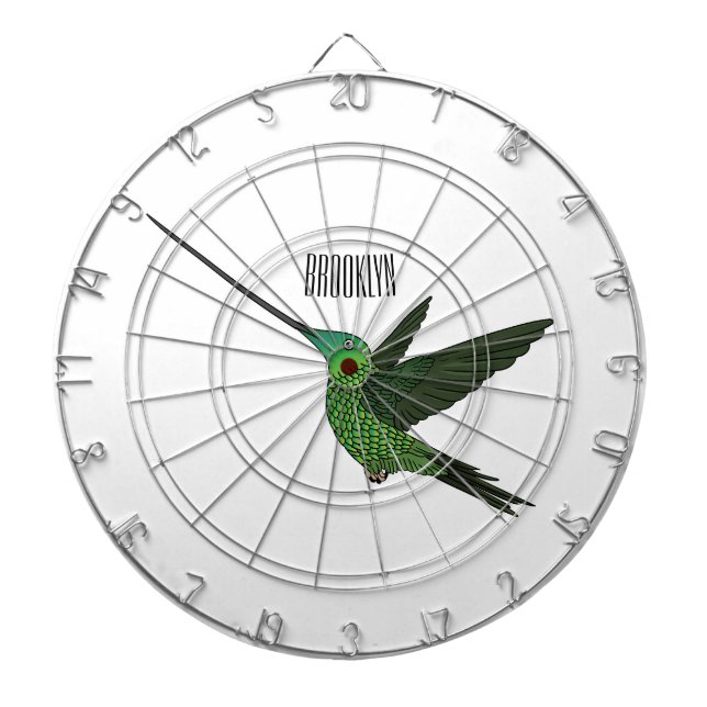 Schwertbillige Darstellung des Kolibris-Cartoon Dartscheibe (vorne)