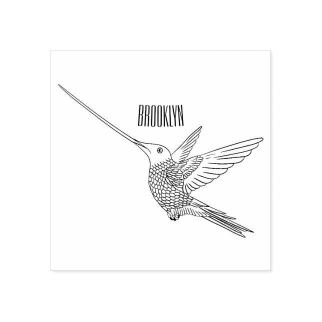 Schwertbillige Darstellung des Kolibris-Cartoon Gummistempel (Prägung)
