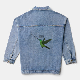 Schwertbillige Darstellung des Kolibris-Cartoon Jeansjacke