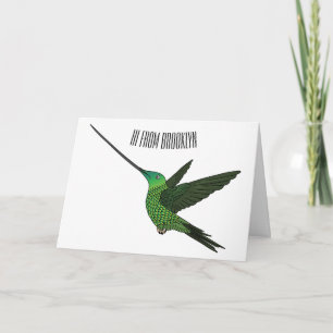 Schwertbillige Darstellung des Kolibris-Cartoon Karte